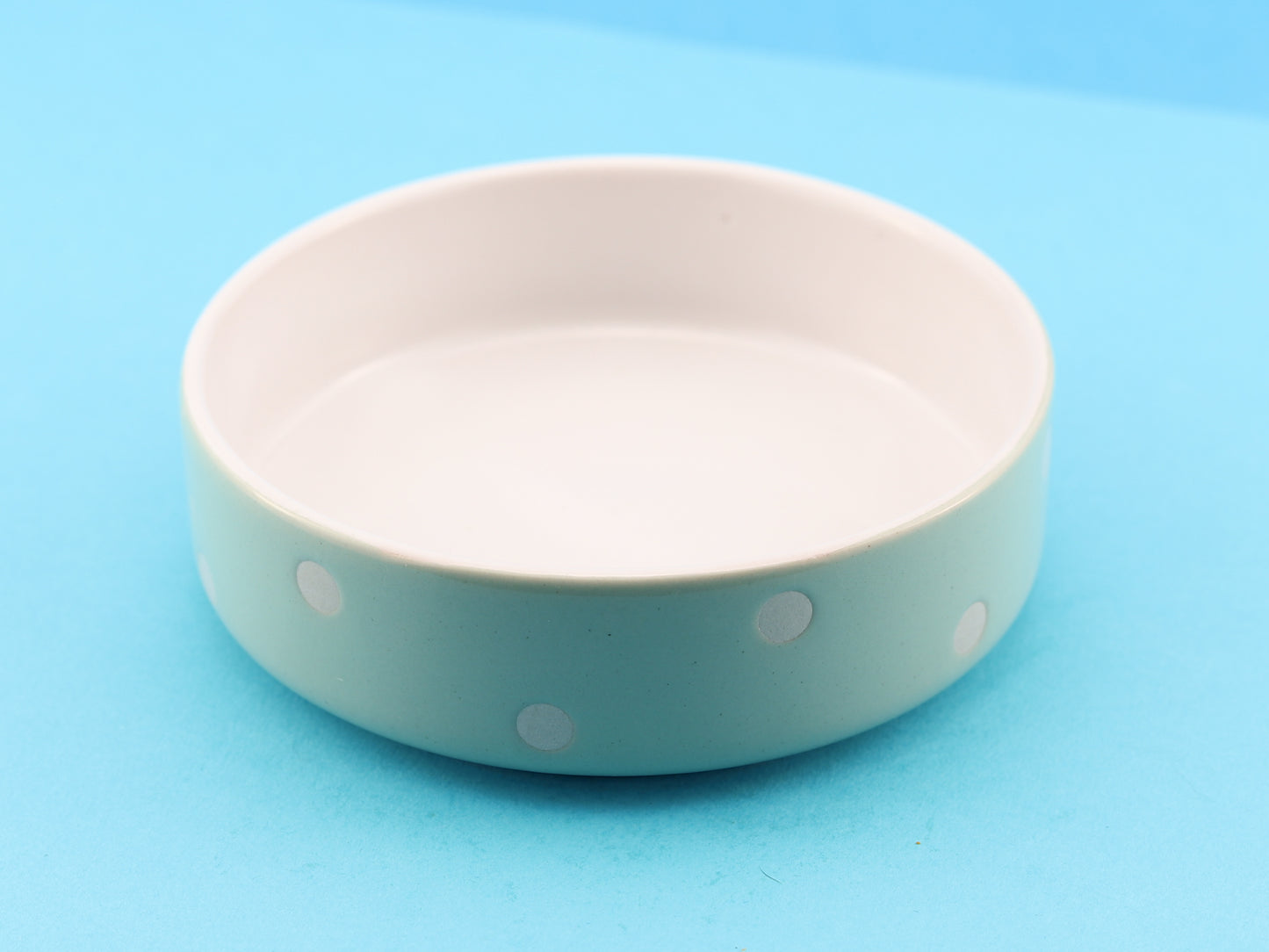 Ceramic sage with white polo dots. 23cm diameter